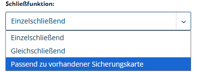 Option 'Passend zu vorhandener Sicherungskarte' bei Graefe24